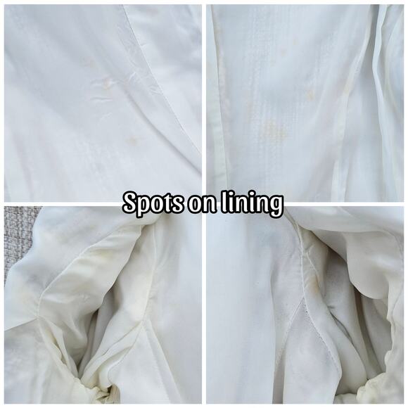 Tweed Blazer WHBM Size 0 Button Front Beige Flap Pockets Crop 3/4 Sleeve Jacket - Picture 7 of 11